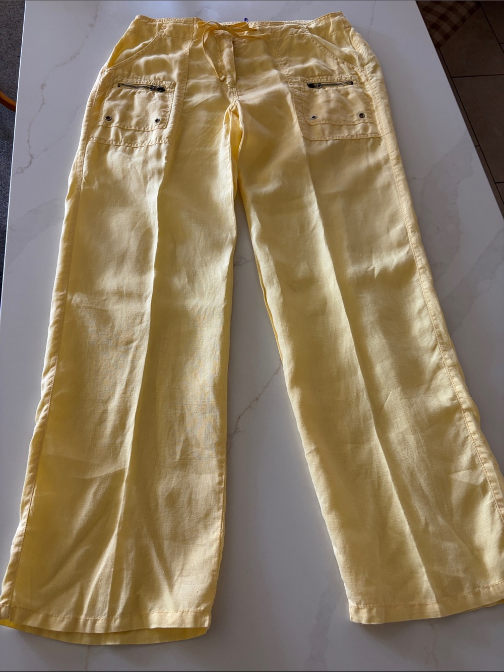 Emma&Adam Light Yellow Linen Wide Leg Pants